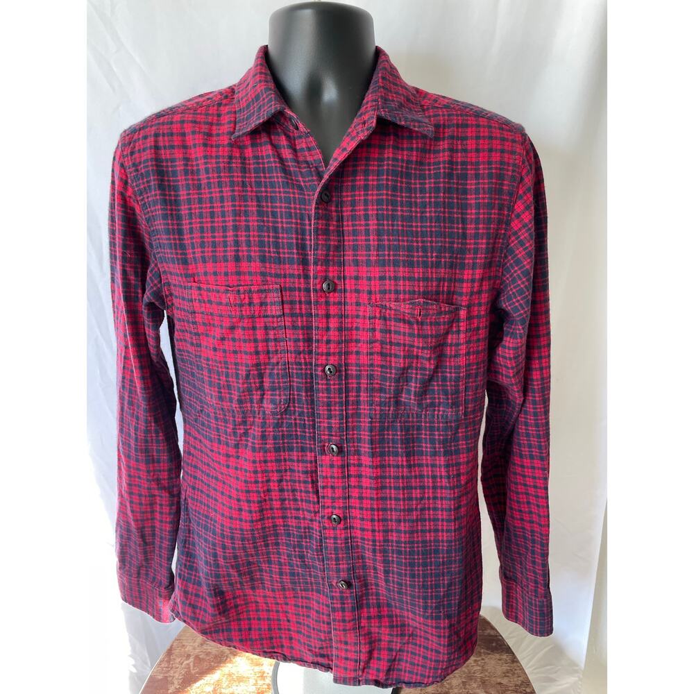 Shades of Grey Red Black Plaid Flannel Shirt Men’s M
